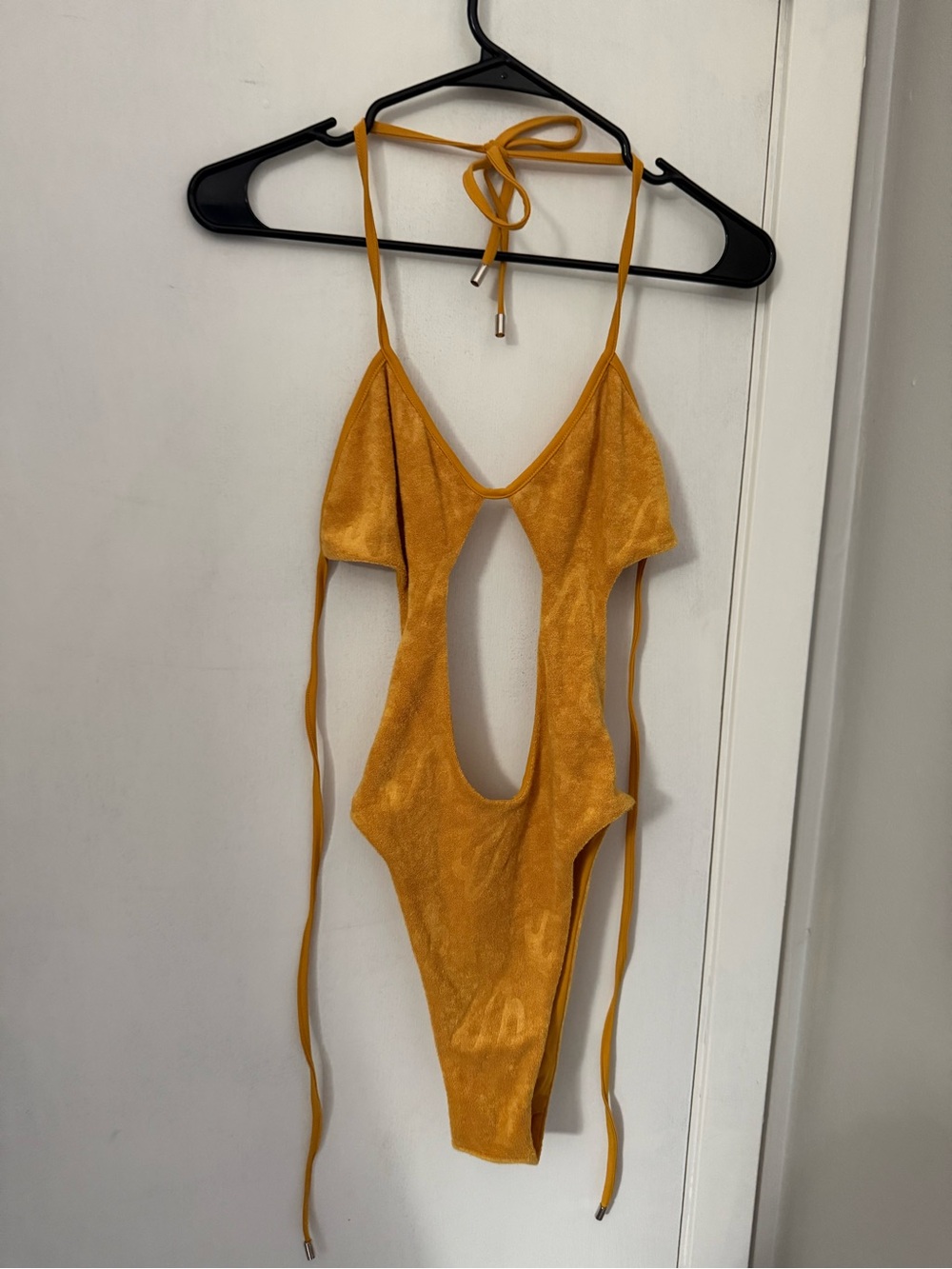 Waydamin Terry cloth cut out body suit/ swim suit